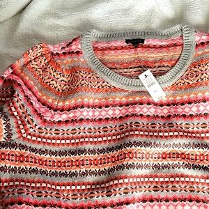 Talbots fair isle print puff sleeve sweater